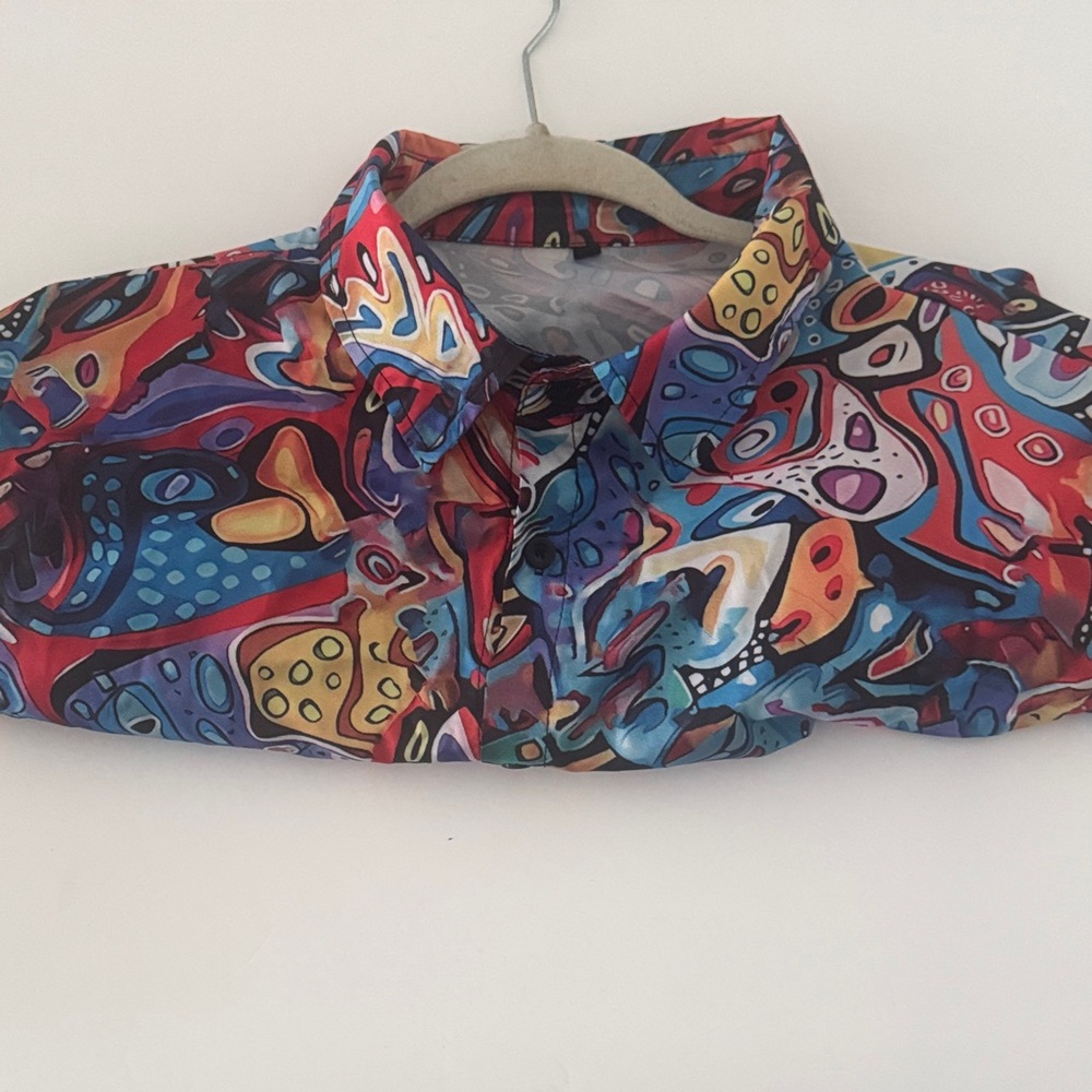 Colorful Abstract Button-Up Shirt